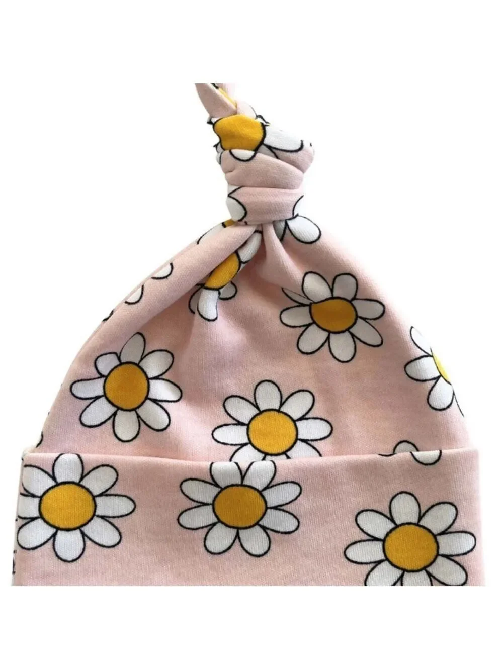 Charming Pink Daisy Knot Hat for Kids